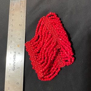 Red seed bead stretch bracelet
